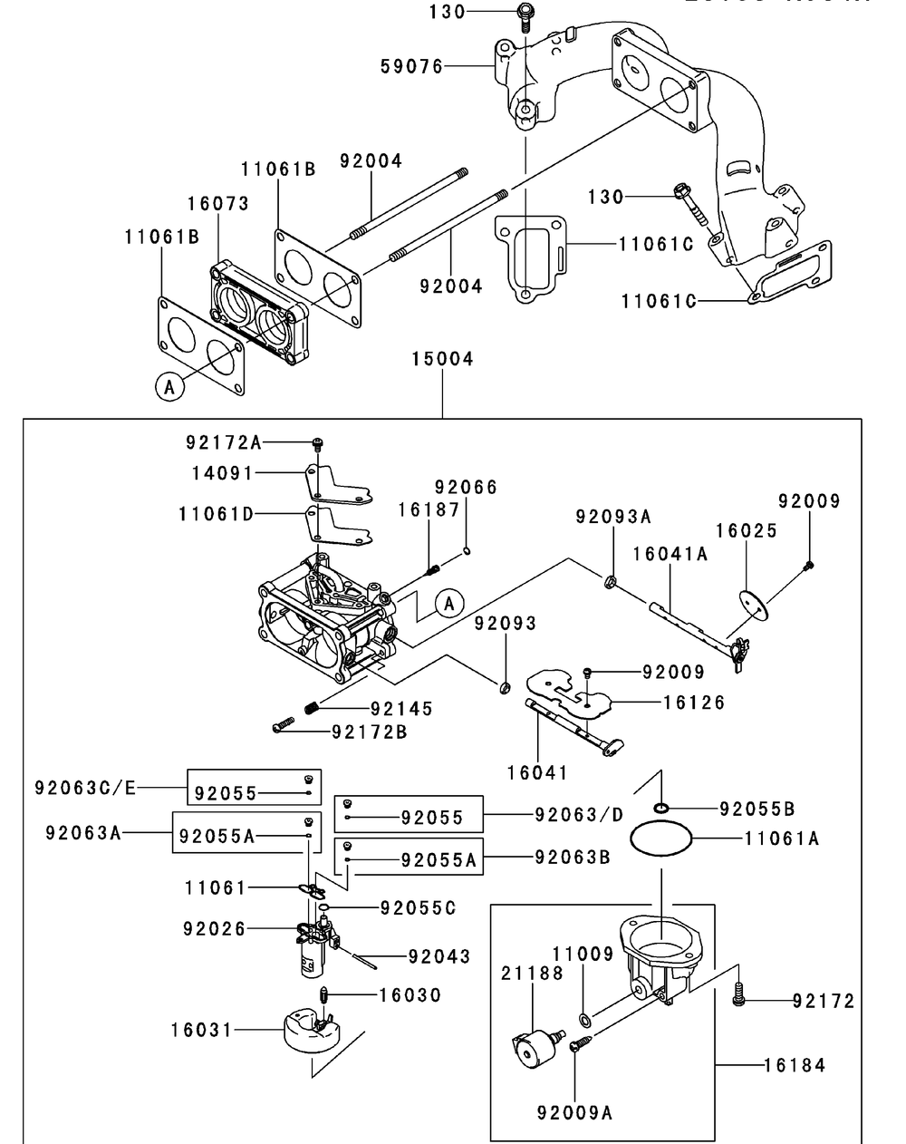 Kawasaki Fx1000-S09 Carburetor Diagram and Parts List for M72-KW (53BI8CT8050-37HP)(2011 & After) Cub Cadet Lawn Tractor
